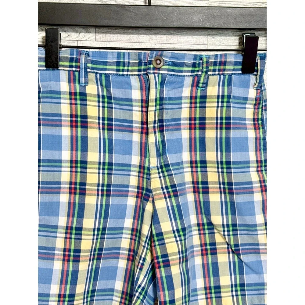 Kitestrings Boys Blue Yellow Plaid Madras Shorts‎ Size 7 Classic American Style